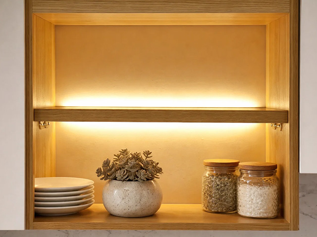 چراغ LED داخل کمد و کابینت پشت شلف چوبی با نور دو طرفه سری 27